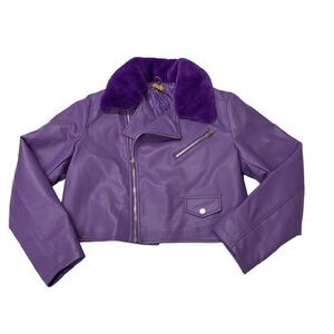 Purple Vegan Leather Bomber Jacket